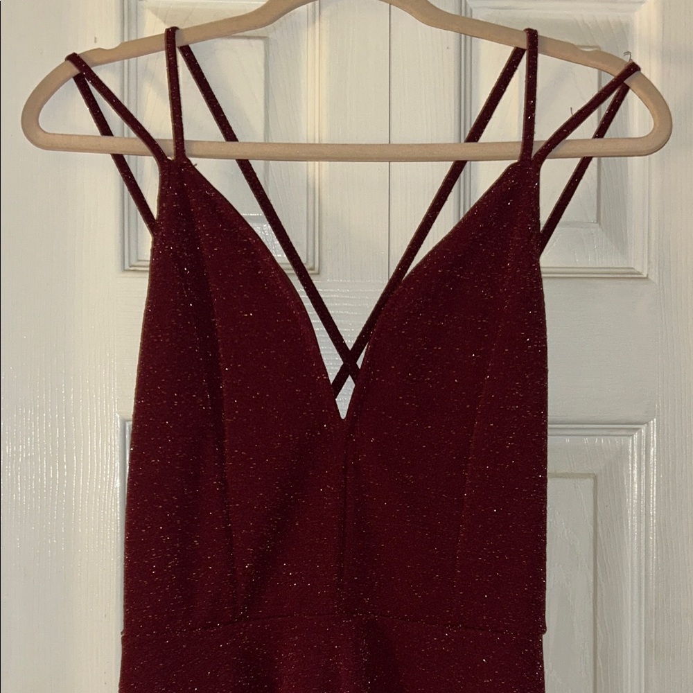 Elegant Burgundy Glitter Dress